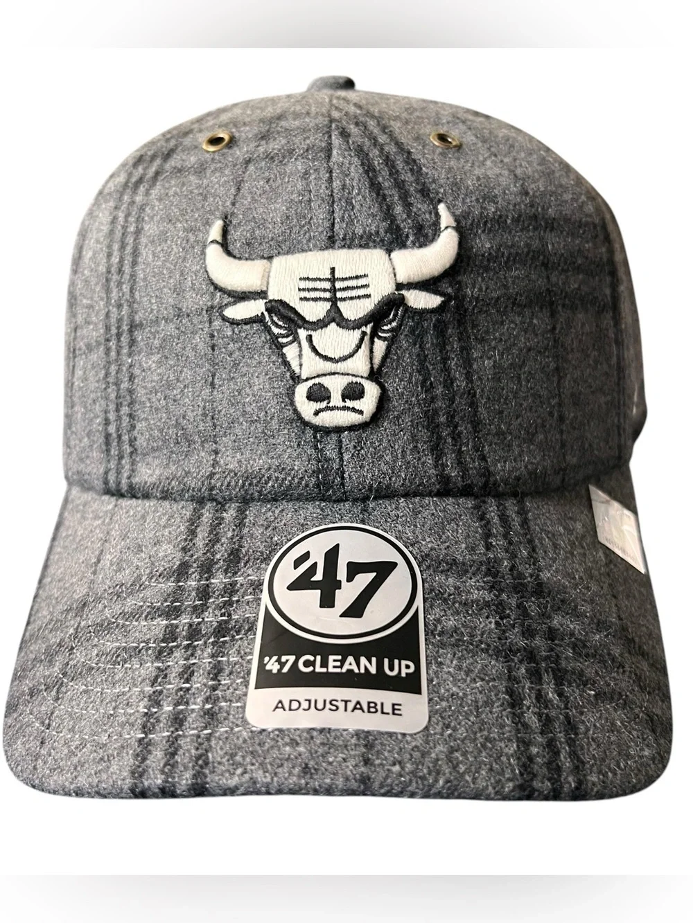 47 Brand Chicago Bulls Clean Up Wool Blend Plaid Adjustable Hat OSFA NWT